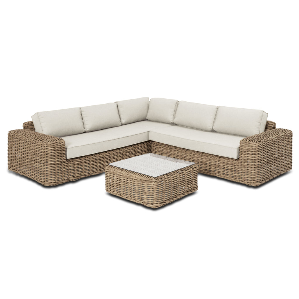 W&F Collection | Puglia Corner Sectional Set with Coffee Table (Sand)