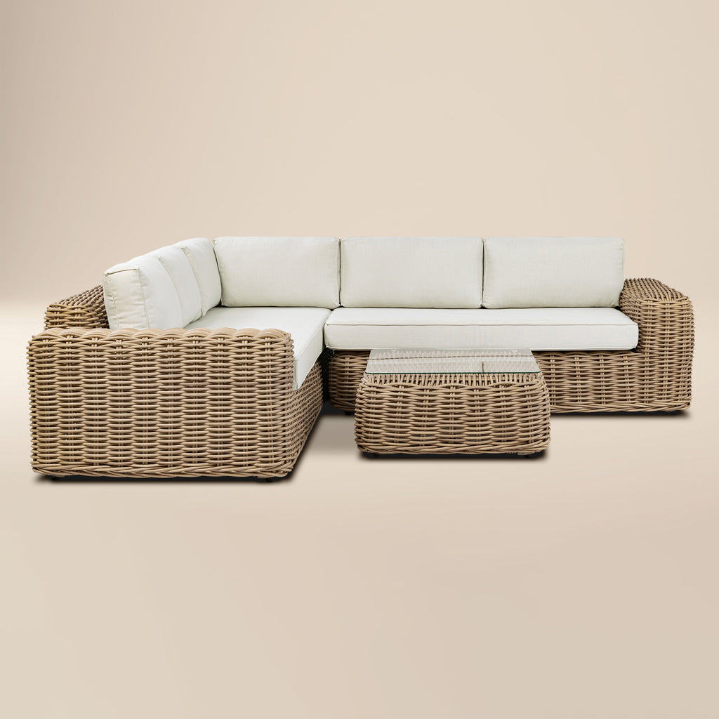 W&F Collection | Puglia Corner Sectional Set with Coffee Table (Sand)