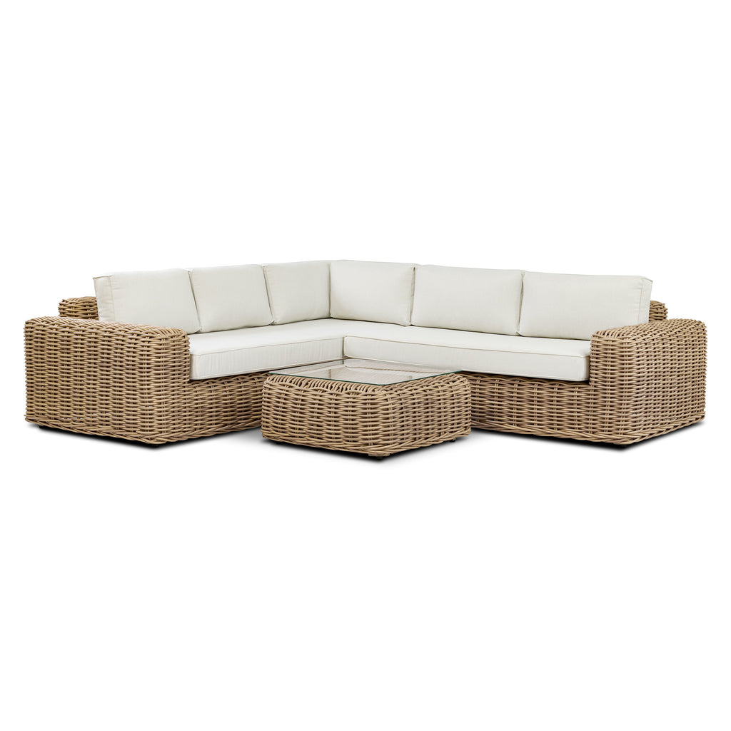 W&F Collection | Puglia Corner Sectional Set with Coffee Table (Sand)