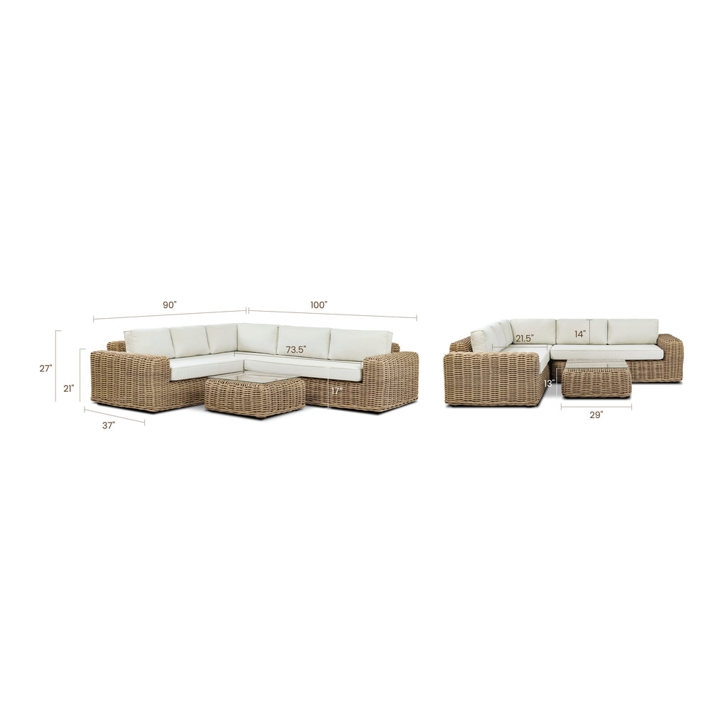 W&F Collection | Puglia Corner Sectional Set with Coffee Table (Sand)