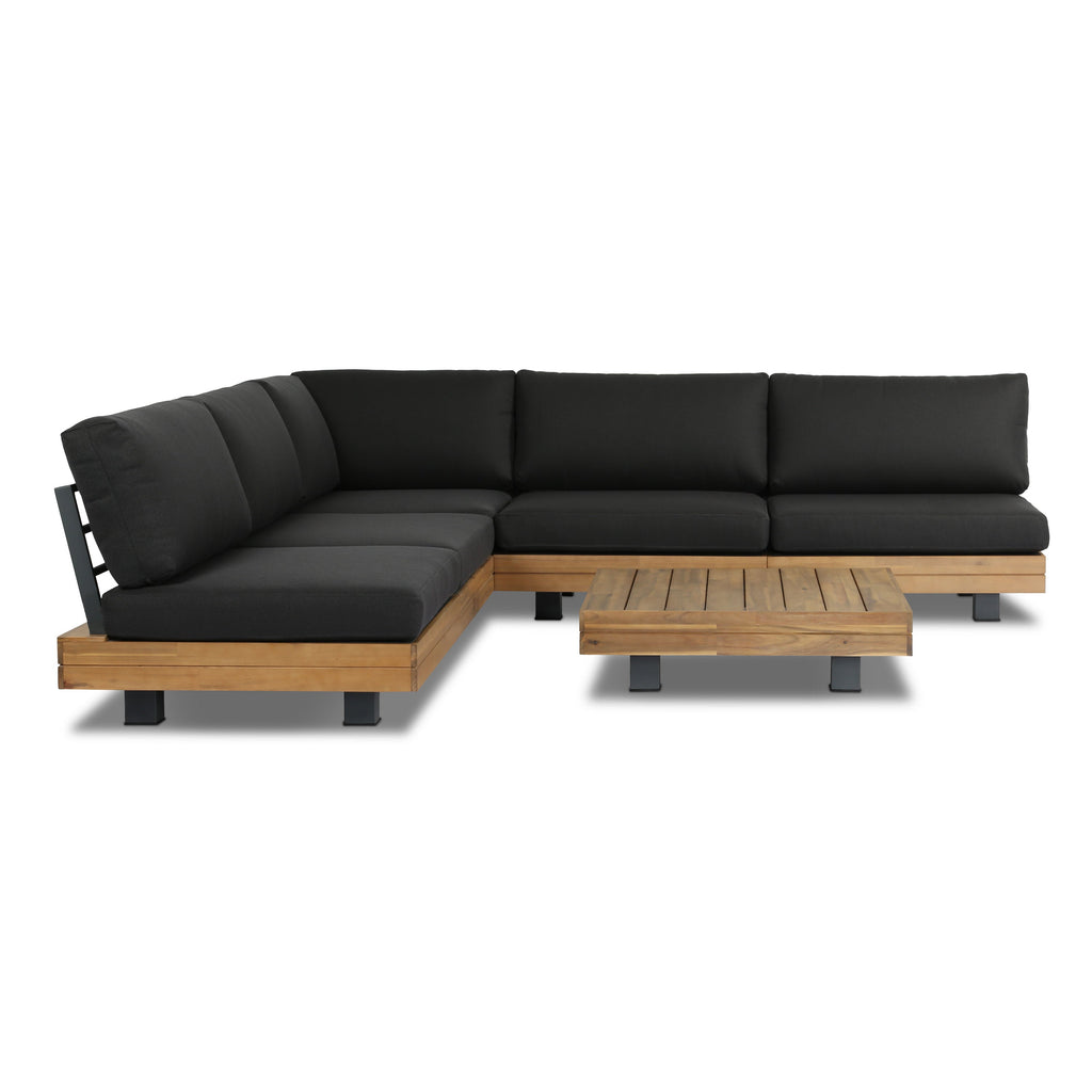 W&F Collection | Celenza Modular Full-Corner Sectional Set with Coffee Table (Dark Grey)