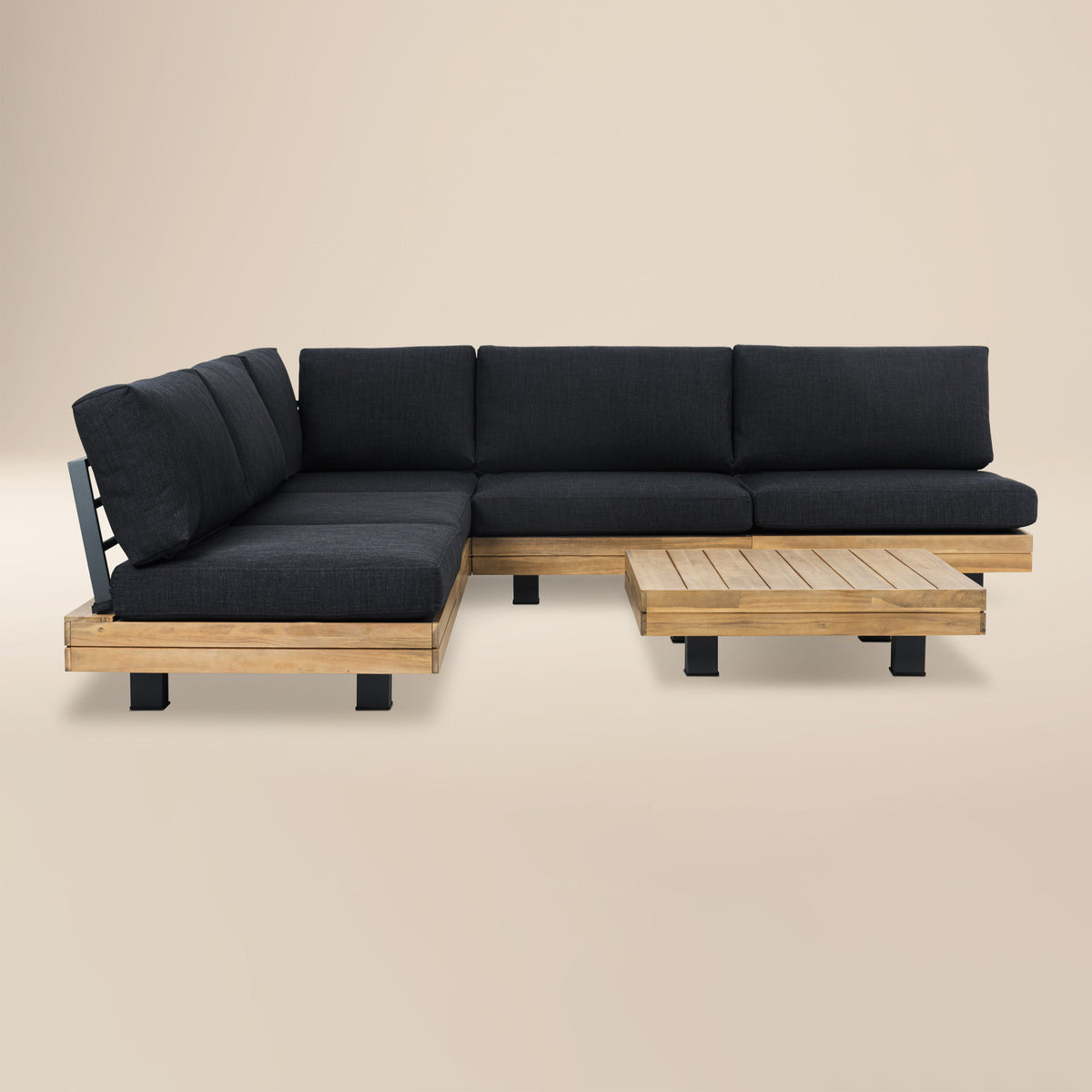 W&F Collection | Celenza Modular Full-Corner Sectional Set with Coffee Table (Dark Grey)