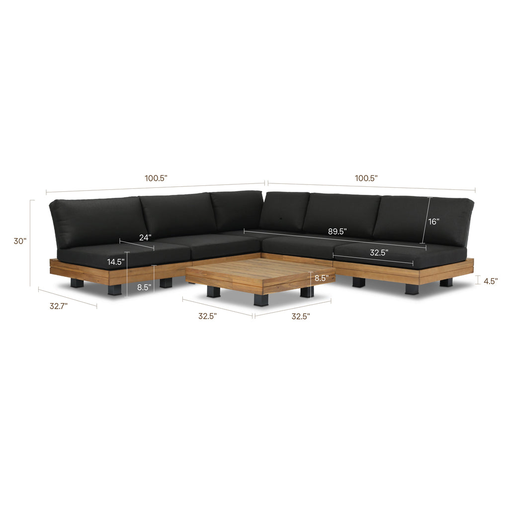 W&F Collection | Celenza Modular Full-Corner Sectional Set with Coffee Table (Dark Grey)