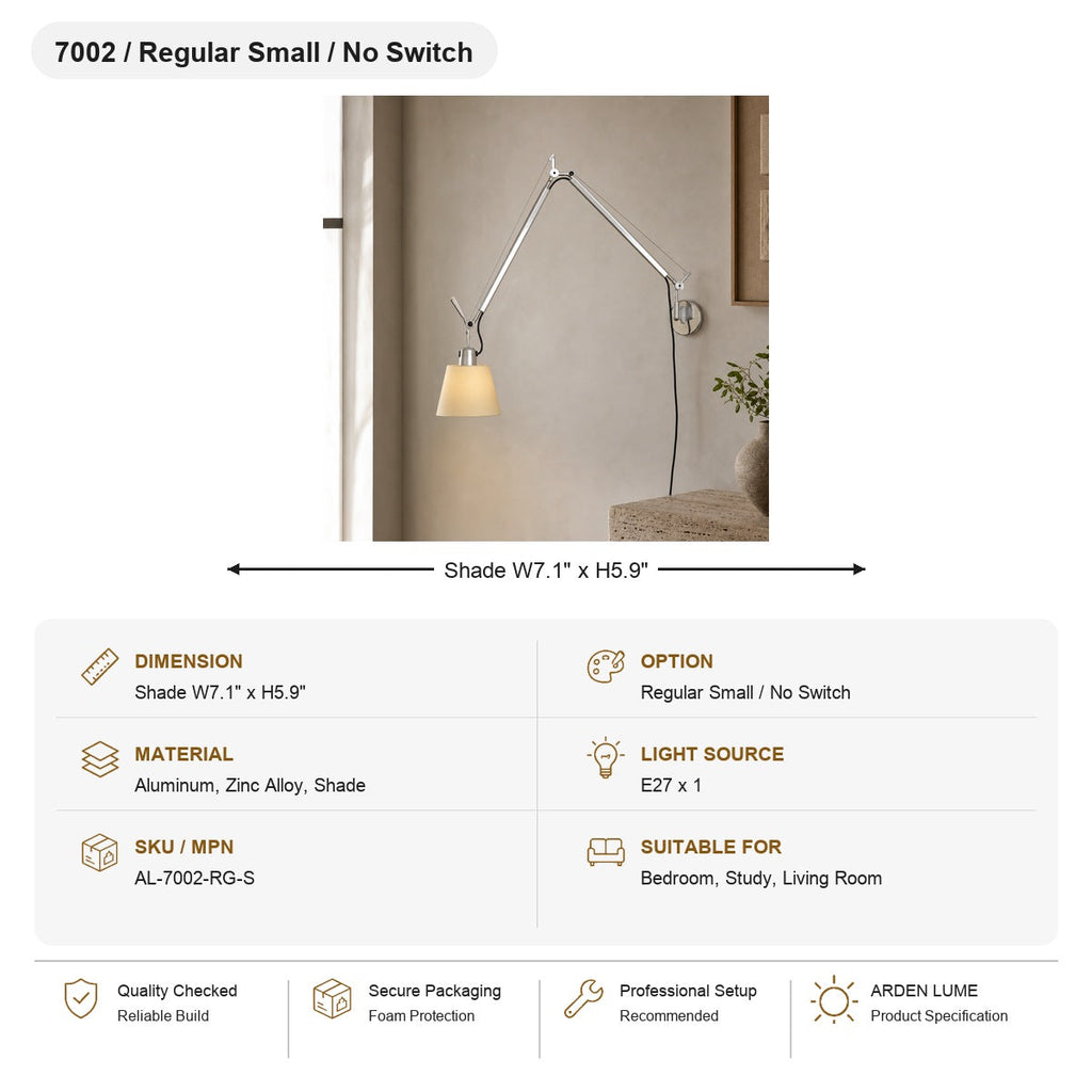 W&F Collection | Bauhaus Adjustable Parchment Swing Arm Wall Light