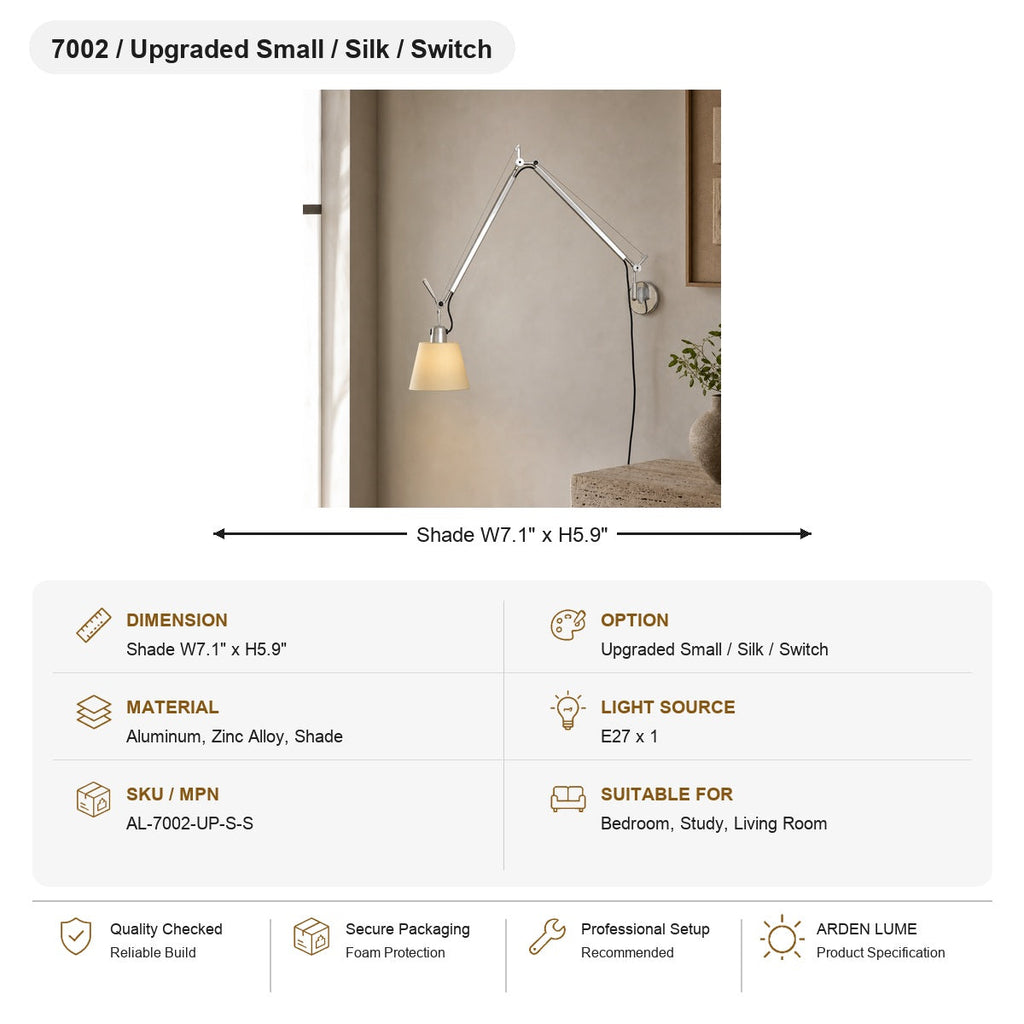 W&F Collection | Bauhaus Adjustable Parchment Swing Arm Wall Light