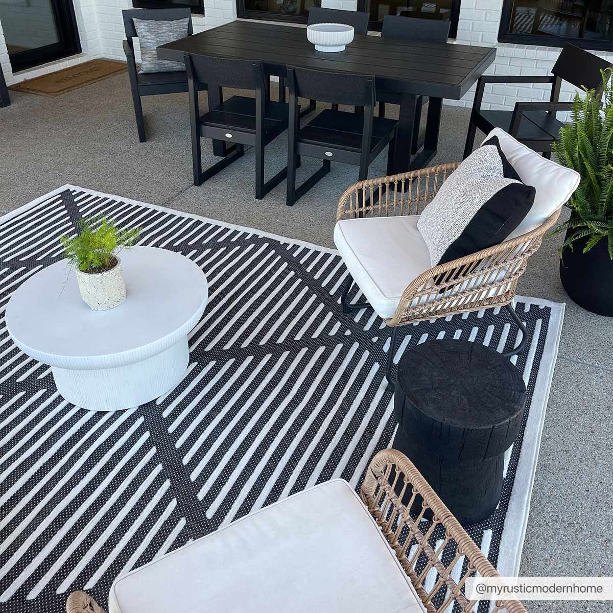 W&F Collection | Anah 3D Black Outdoor Rug