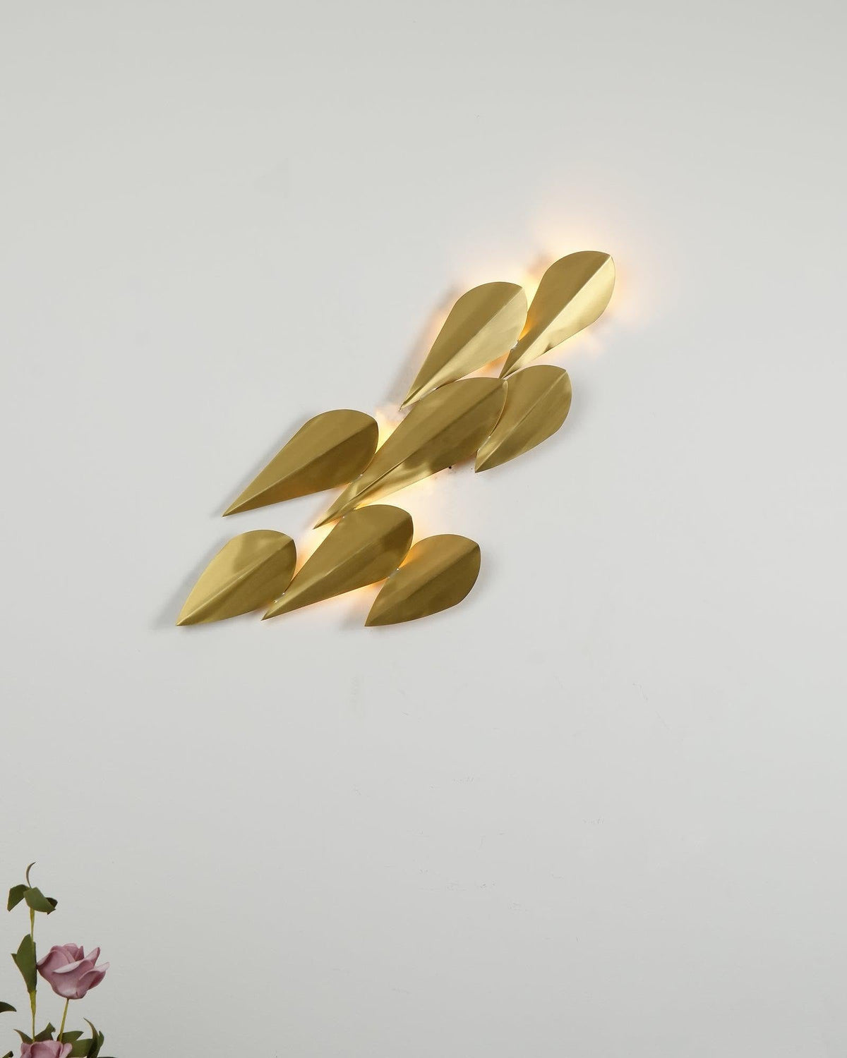 W&F Collection | Anodine Brass Leaf LED Wall Art Sconce