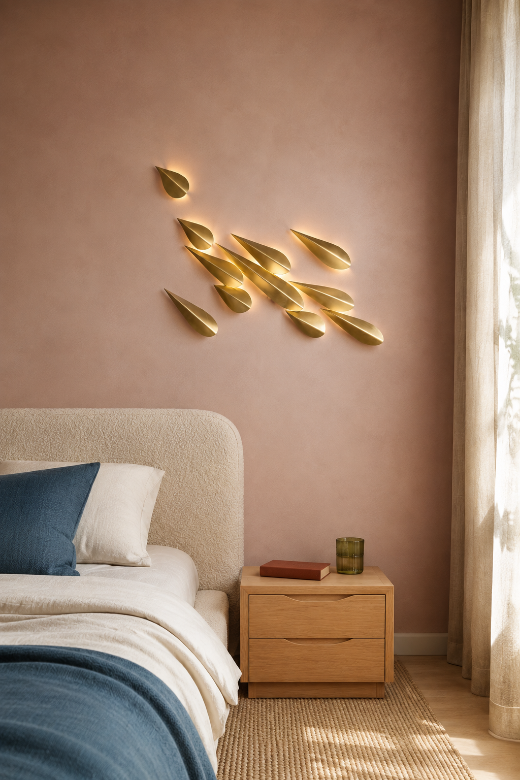 W&F Collection | Anodine Brass Leaf LED Wall Art Sconce