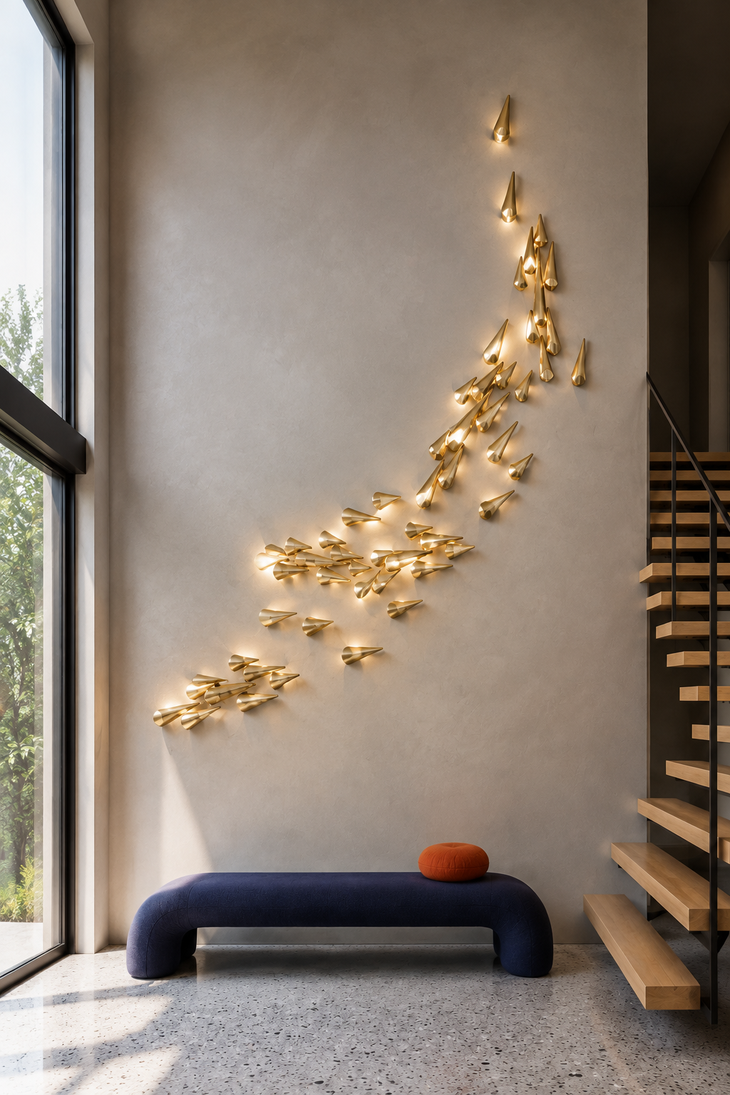 W&F Collection | Anodine Brass Leaf LED Wall Art Sconce