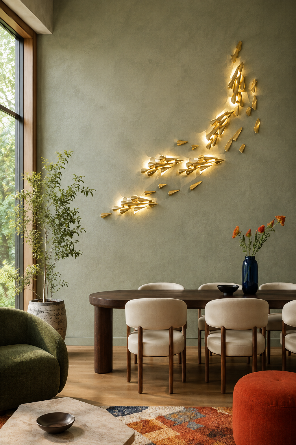 W&F Collection | Anodine Brass Leaf LED Wall Art Sconce