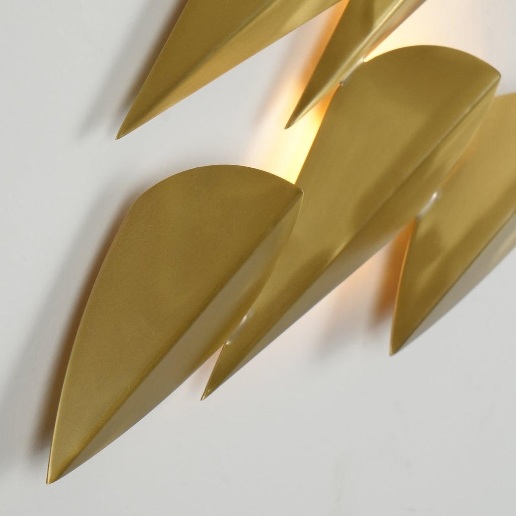 W&F Collection | Anodine Brass Leaf LED Wall Art Sconce