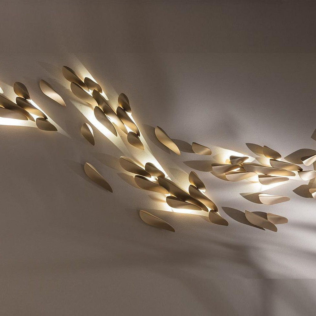 W&F Collection | Anodine Brass Leaf LED Wall Art Sconce