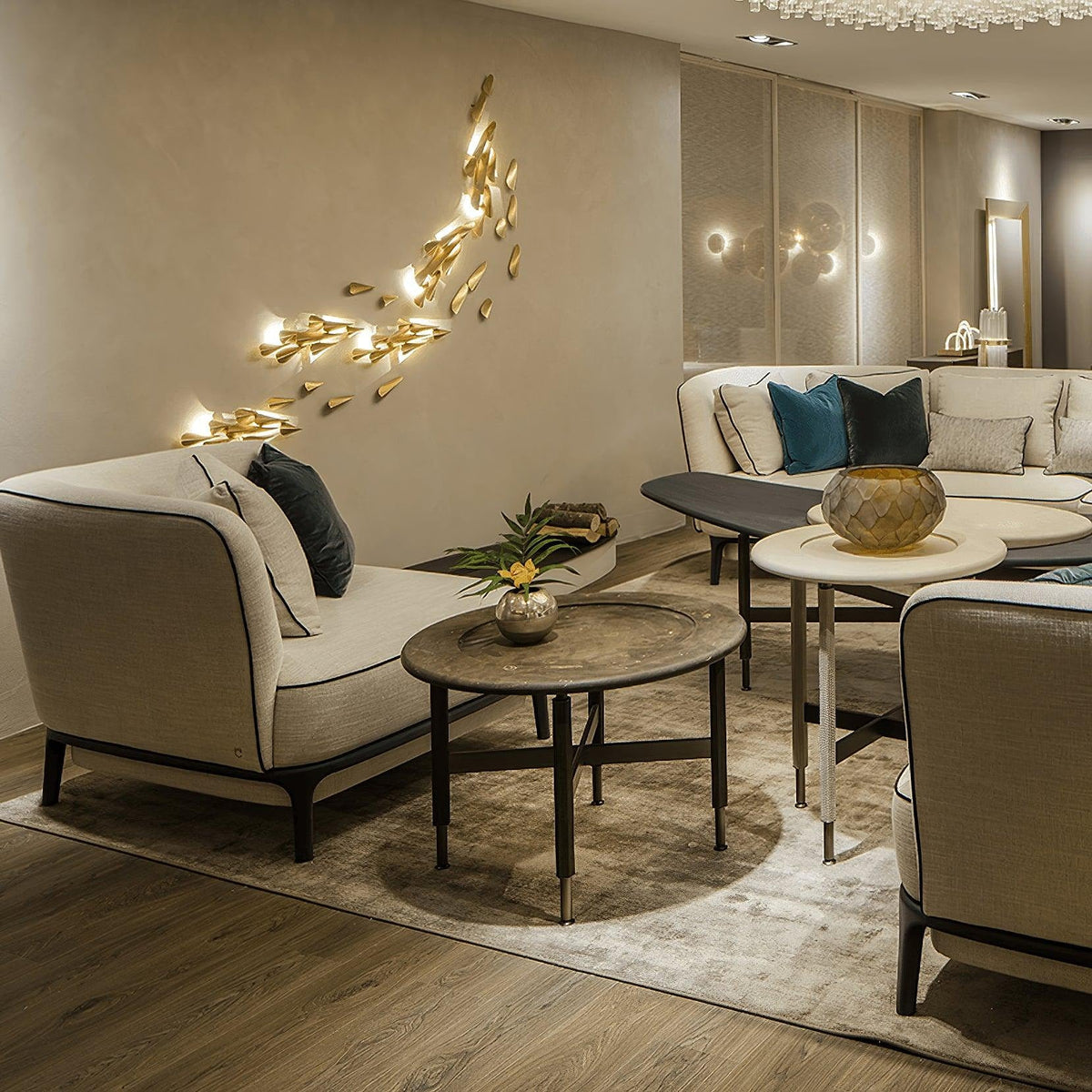 W&F Collection | Anodine Brass Leaf LED Wall Art Sconce