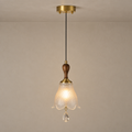 W&F Collection | Bellarune Ribbed Bell Glass and Walnut Pendant Light