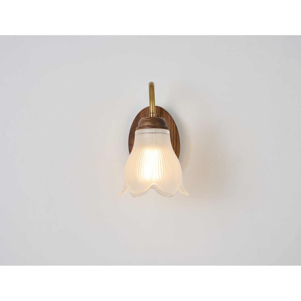 W&F Collection | Bellarune Ribbed Bell Glass and Walnut Wall Sconce