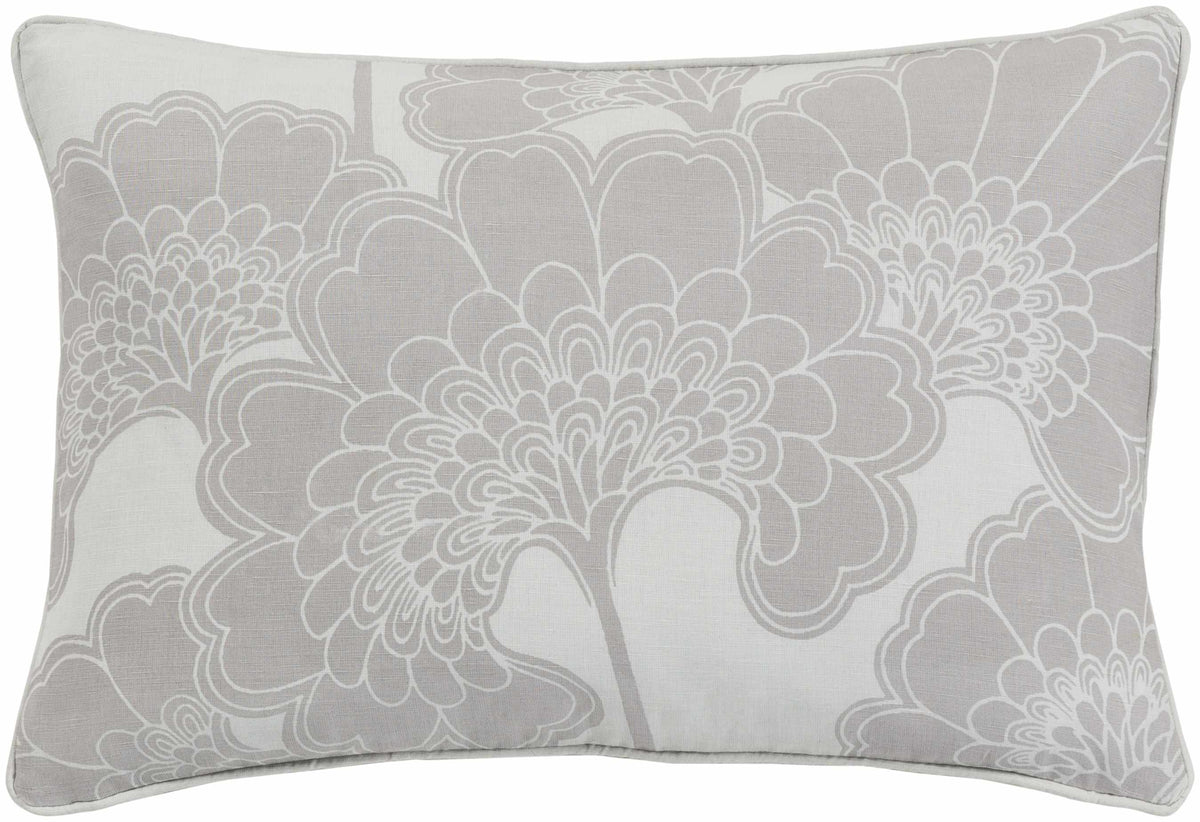 W&F Collection | Cookley Gray Floral Throw Pillow