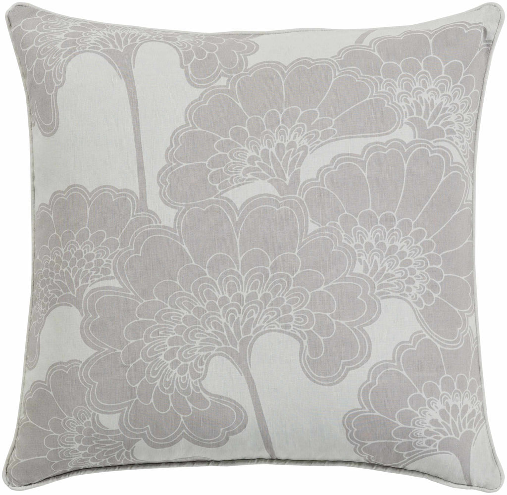 W&F Collection | Cookley Gray Floral Throw Pillow