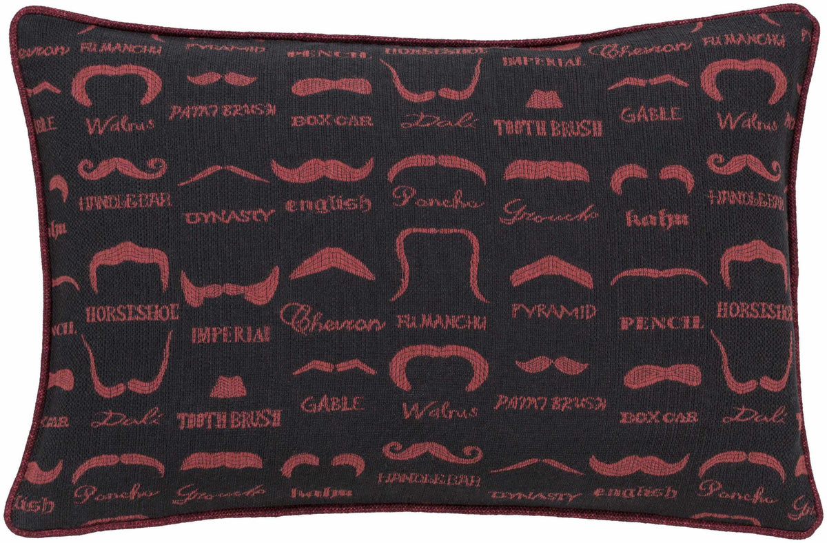 W&F Collection | Mustaches Black Throw Pillow