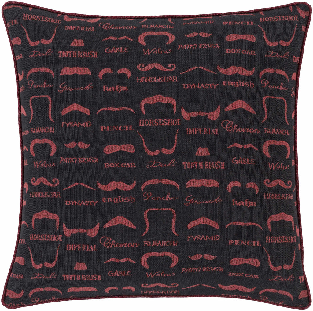 W&F Collection | Mustaches Black Throw Pillow