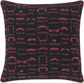 W&F Collection | Mustaches Black Throw Pillow