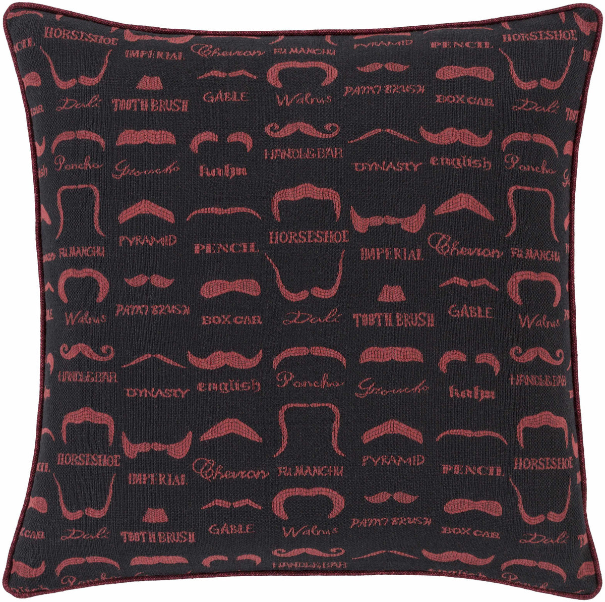 W&F Collection | Mustaches Black Throw Pillow