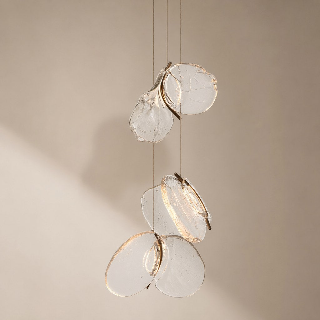 W&F Collection | Clear Blown Glass Petal Cascade Chandelier
