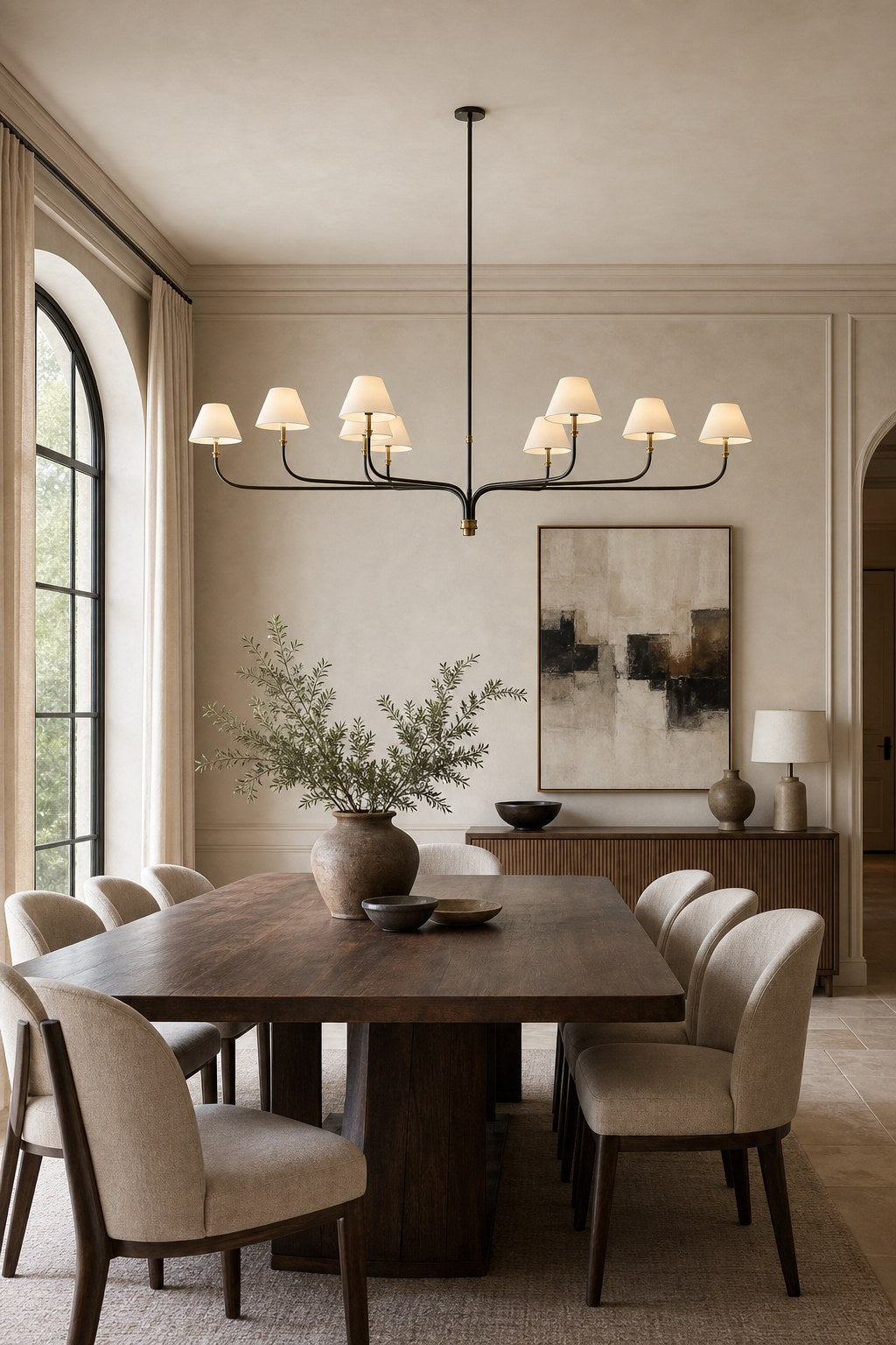 W&F Collection | Brass and Black Linear Chandelier