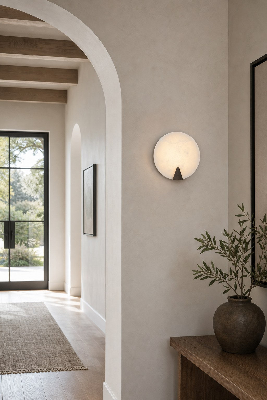 W&F Collection | Alabaster Round Wall Sconce