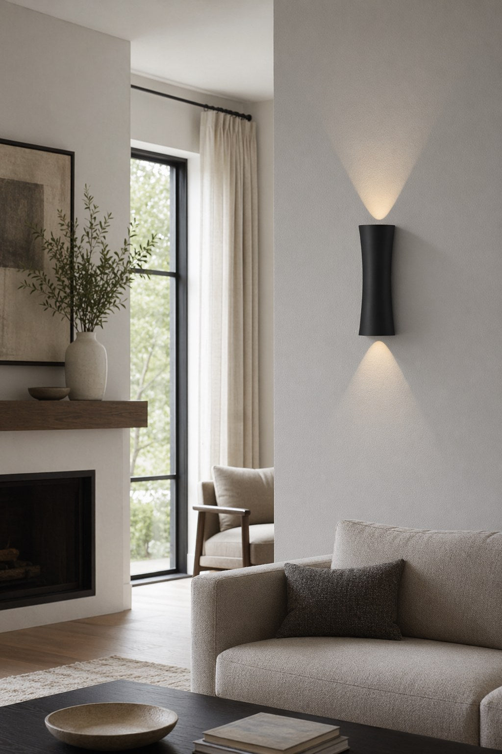 W&F Collection | Black Hourglass Up/Down LED Wall Sconce