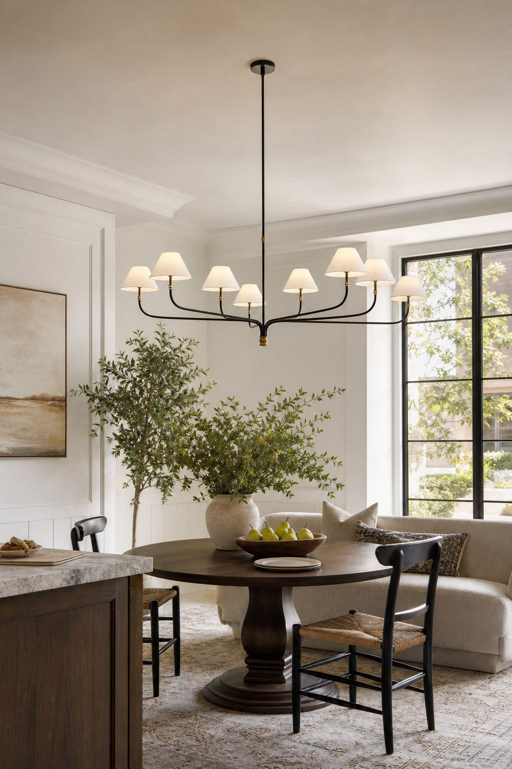 W&F Collection | Brass and Black Linear Chandelier