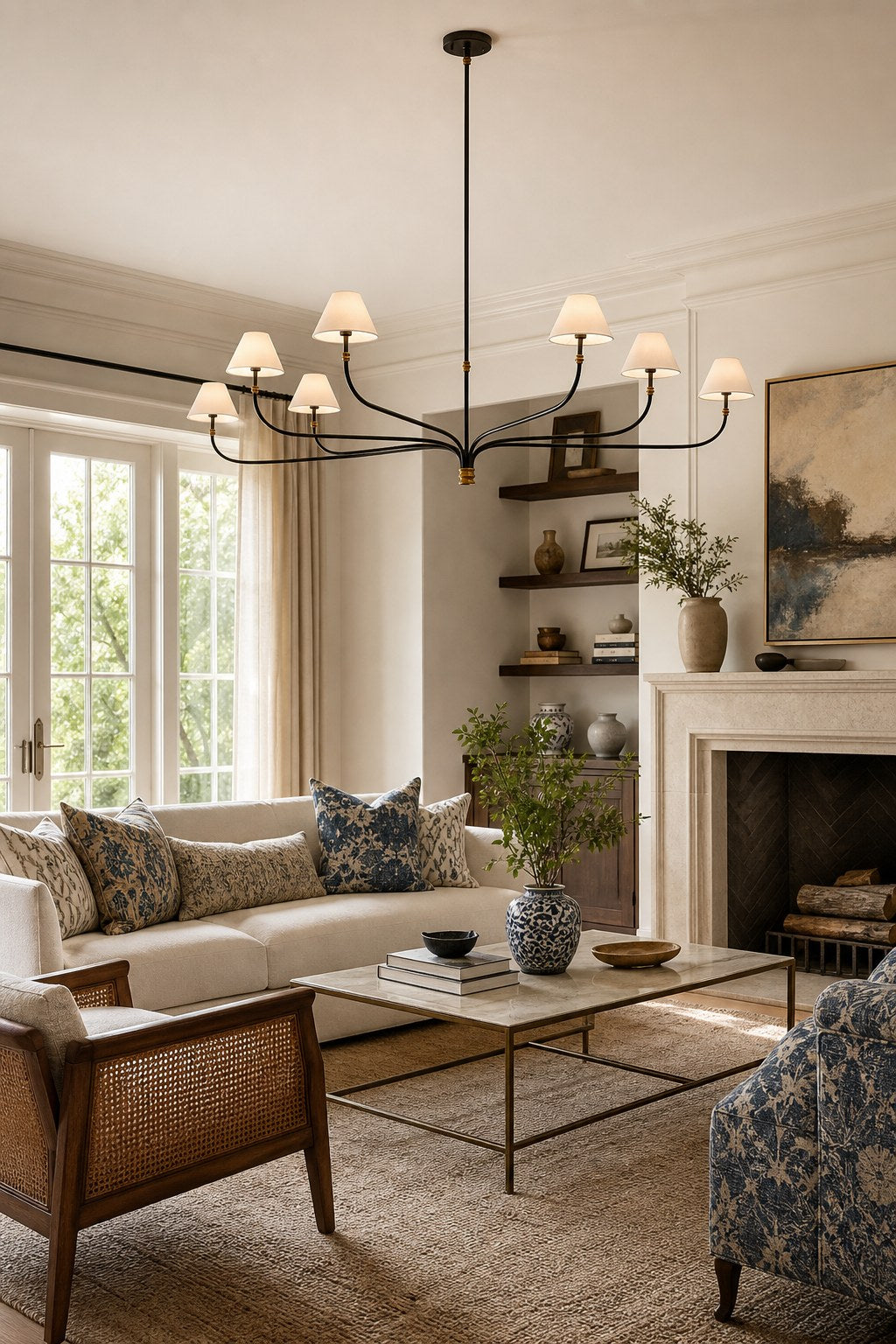 W&F Collection | Brass and Black Linear Chandelier