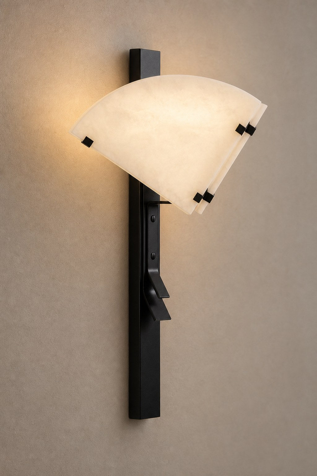W&F Collection | Alabaster and Black Metal Wall Sconce