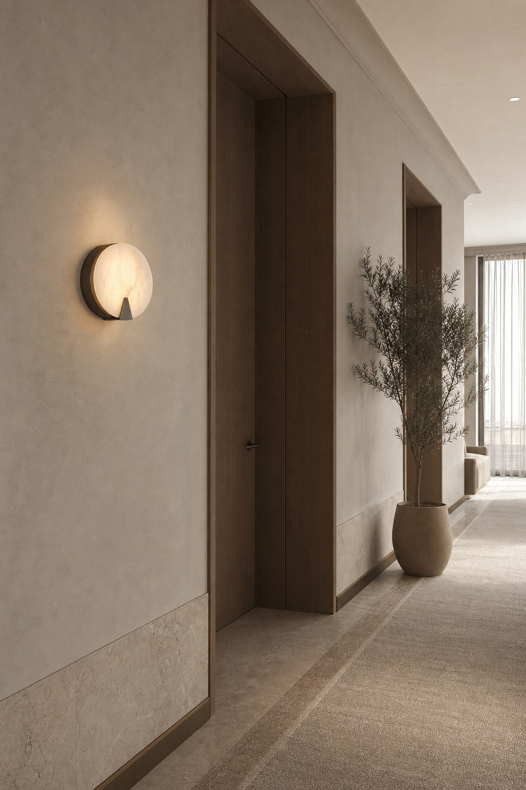 W&F Collection | Alabaster Round Wall Sconce
