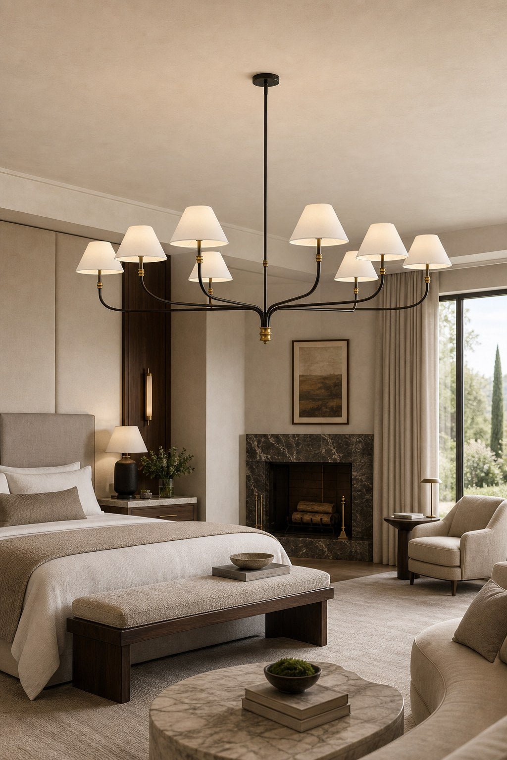 W&F Collection | Brass and Black Linear Chandelier