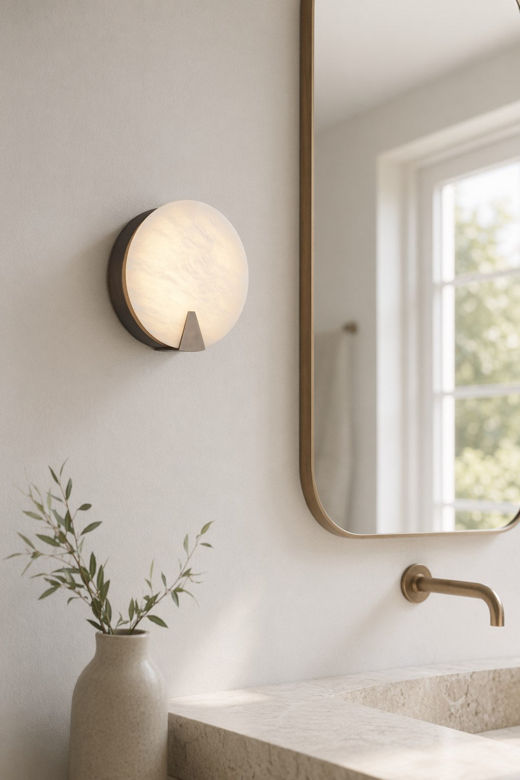 W&F Collection | Alabaster Round Wall Sconce