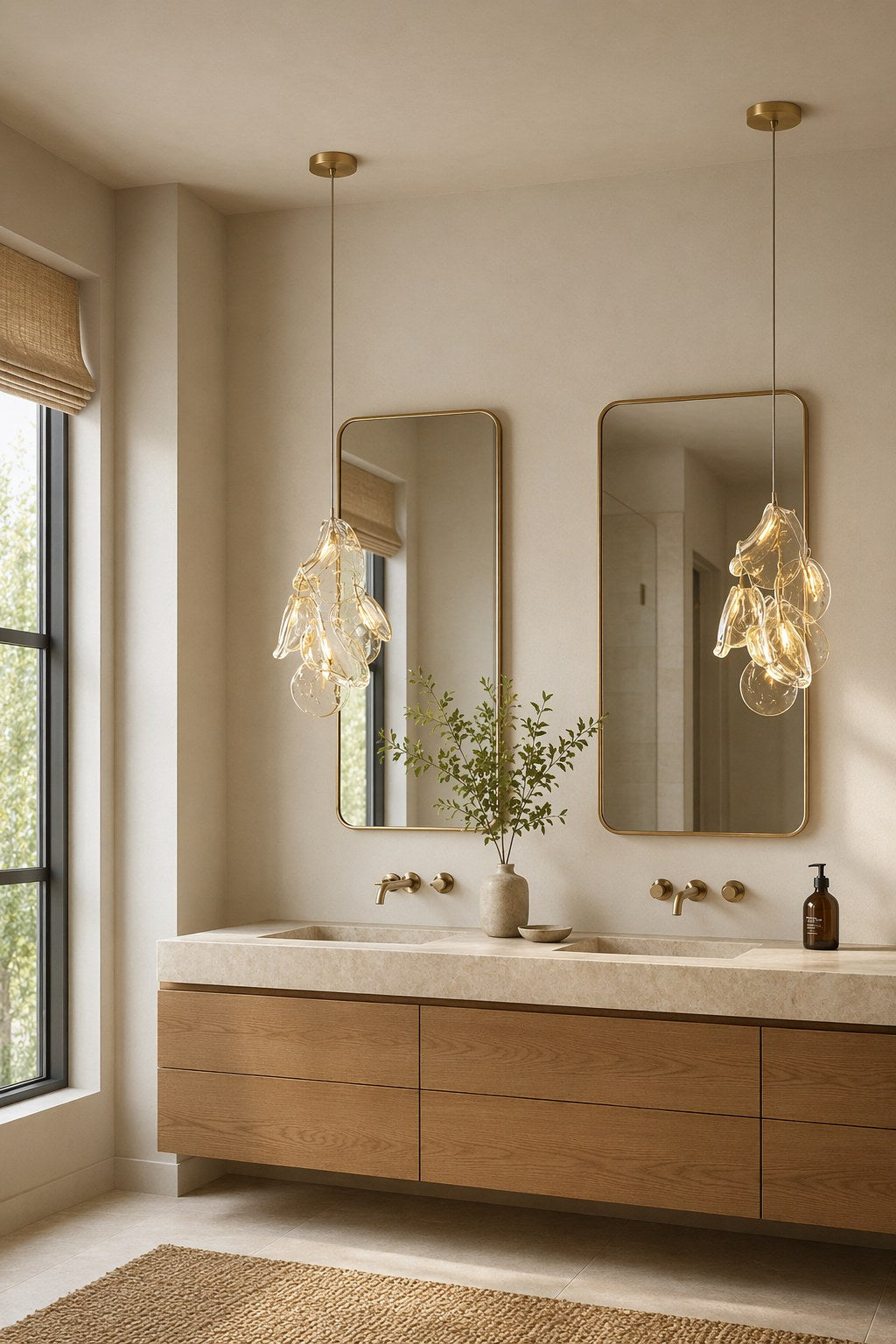 W&F Collection | Clear Blown Glass Petal Cascade Chandelier
