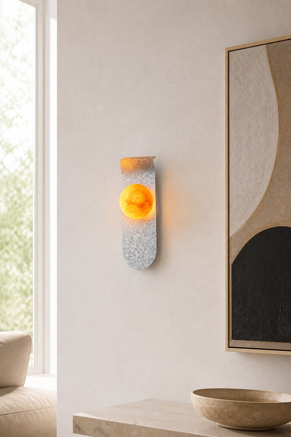 W&F Collection | Crackle Gold Alabaster Wall Sconce