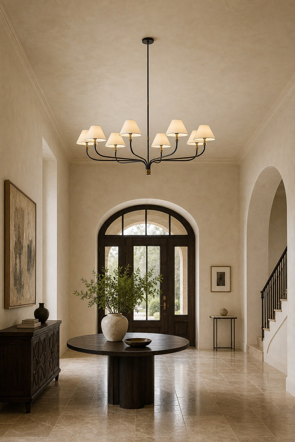 W&F Collection | Brass and Black Linear Chandelier