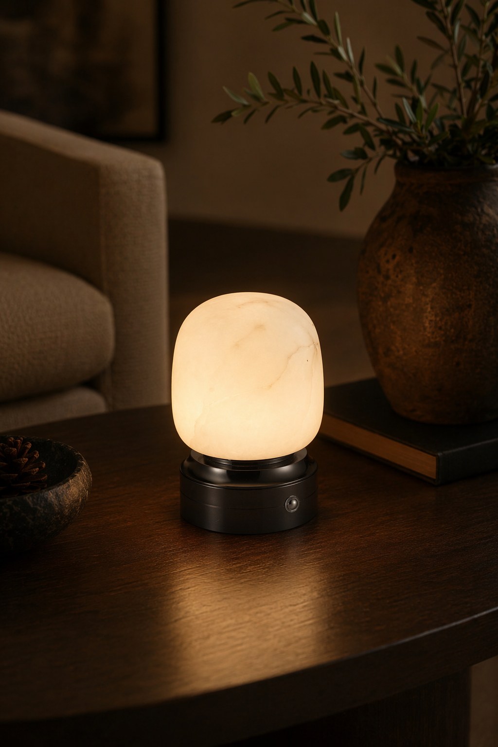 W&F Collection | Alabaster USB Touch Table Lamp