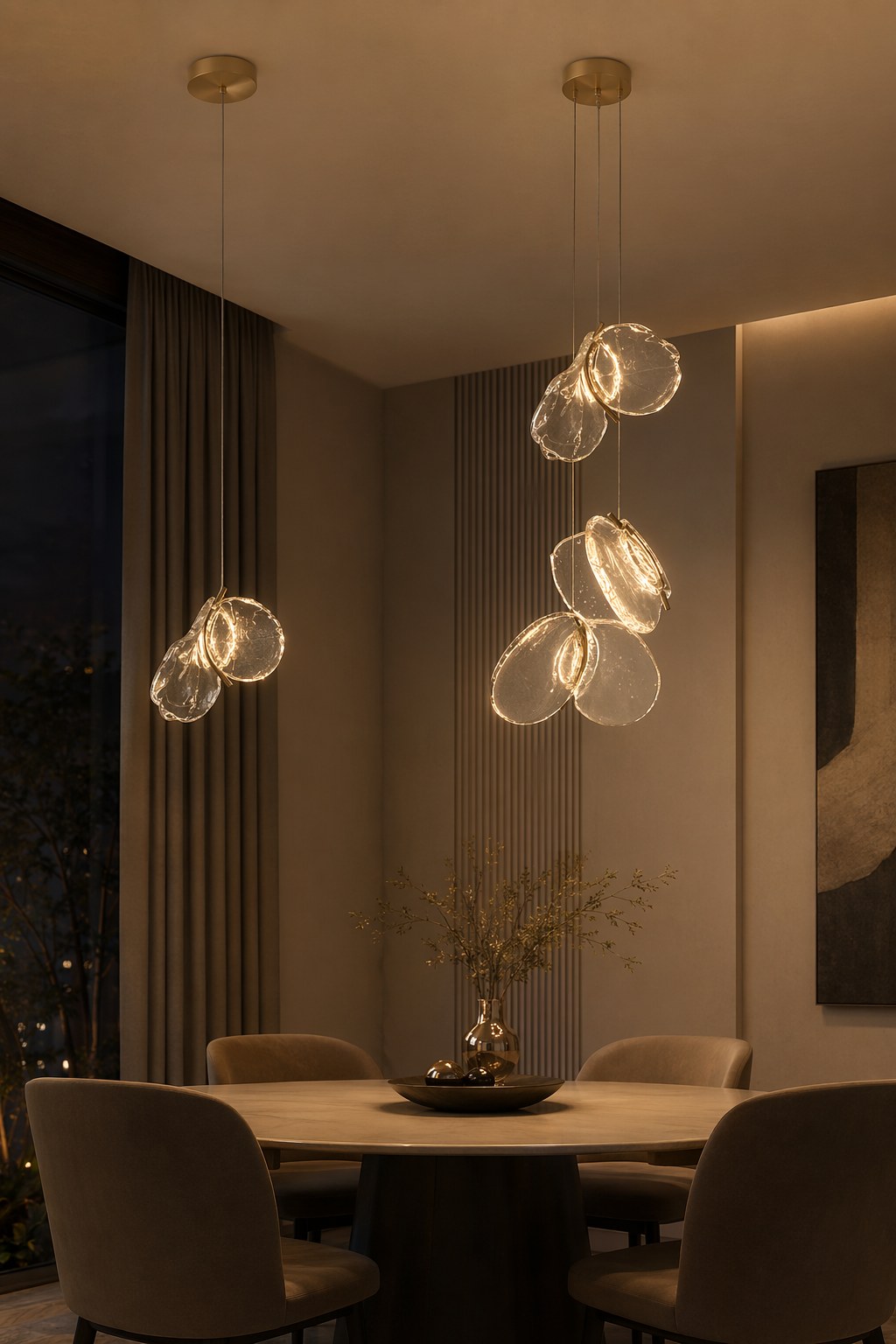 W&F Collection | Clear Blown Glass Petal Cascade Chandelier