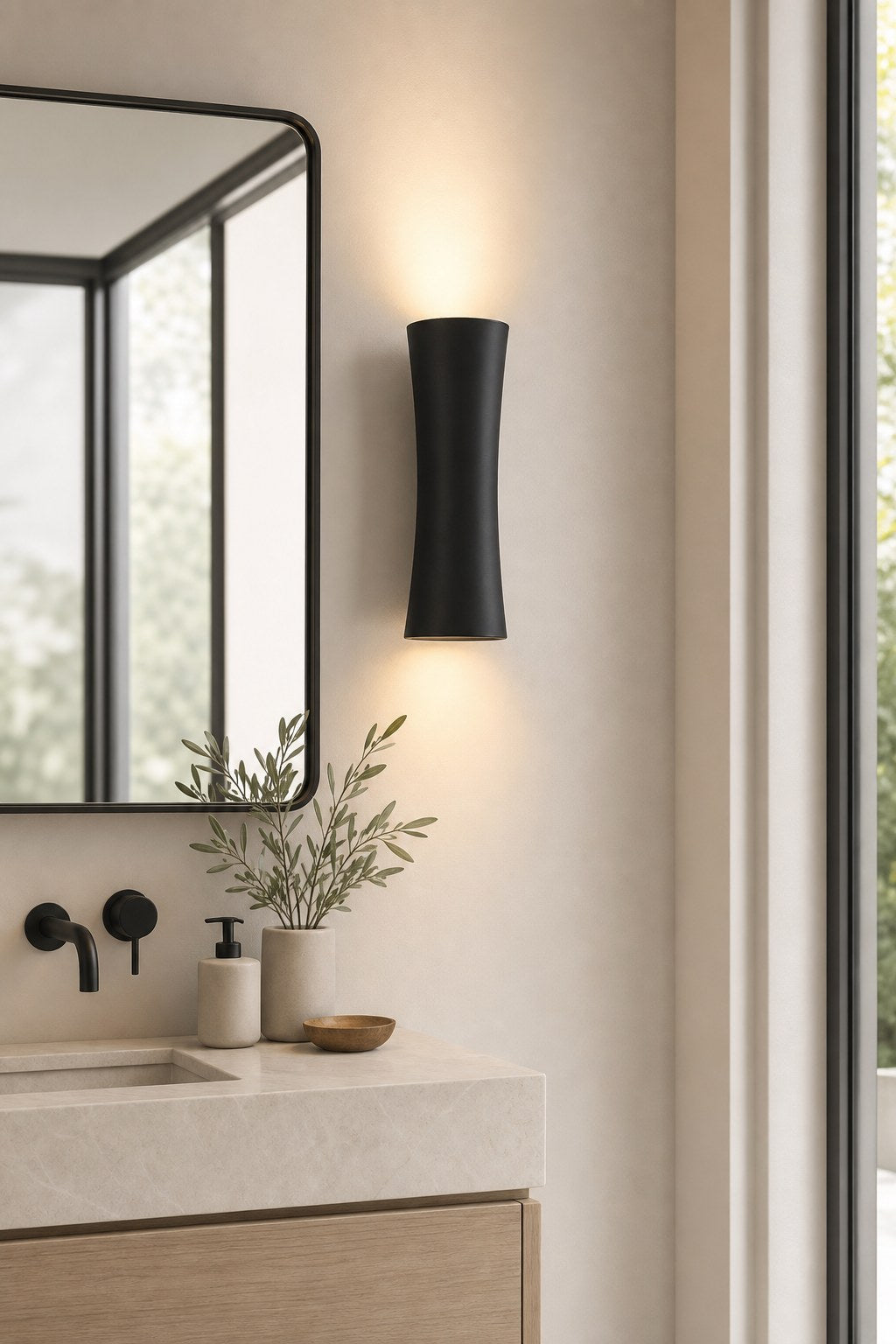 W&F Collection | Black Hourglass Up/Down LED Wall Sconce