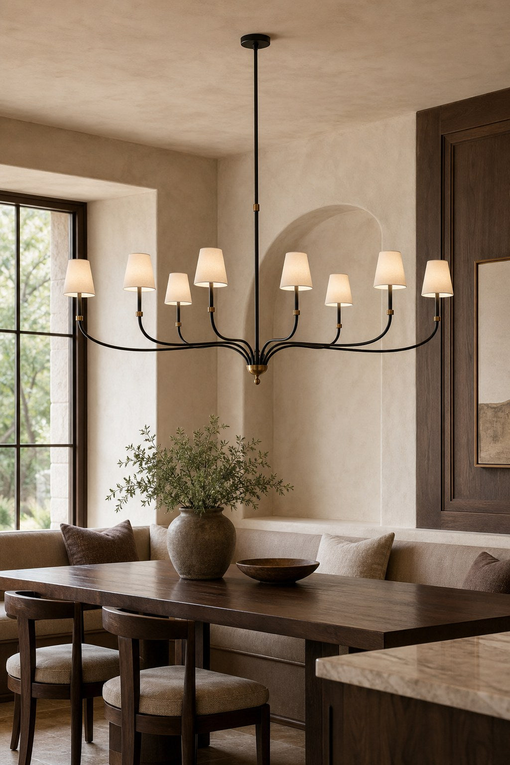 W&F Collection | Brass and Black Linear Chandelier