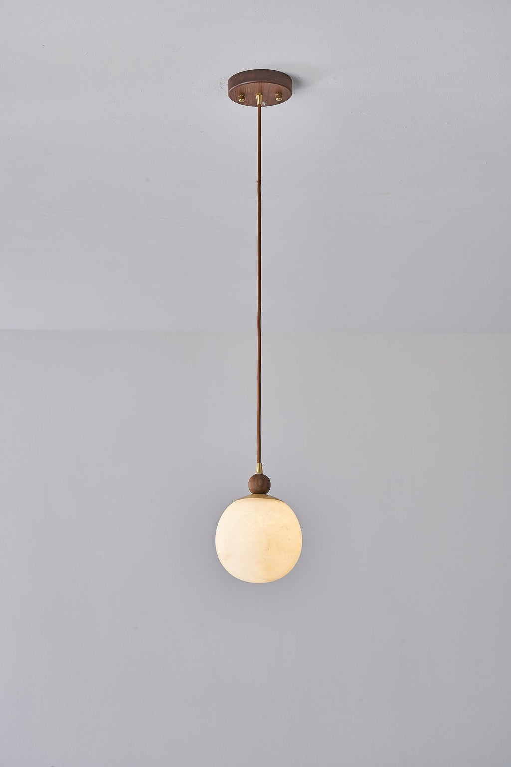 W&F Collection | Alabaster Globe Walnut Pendant Light