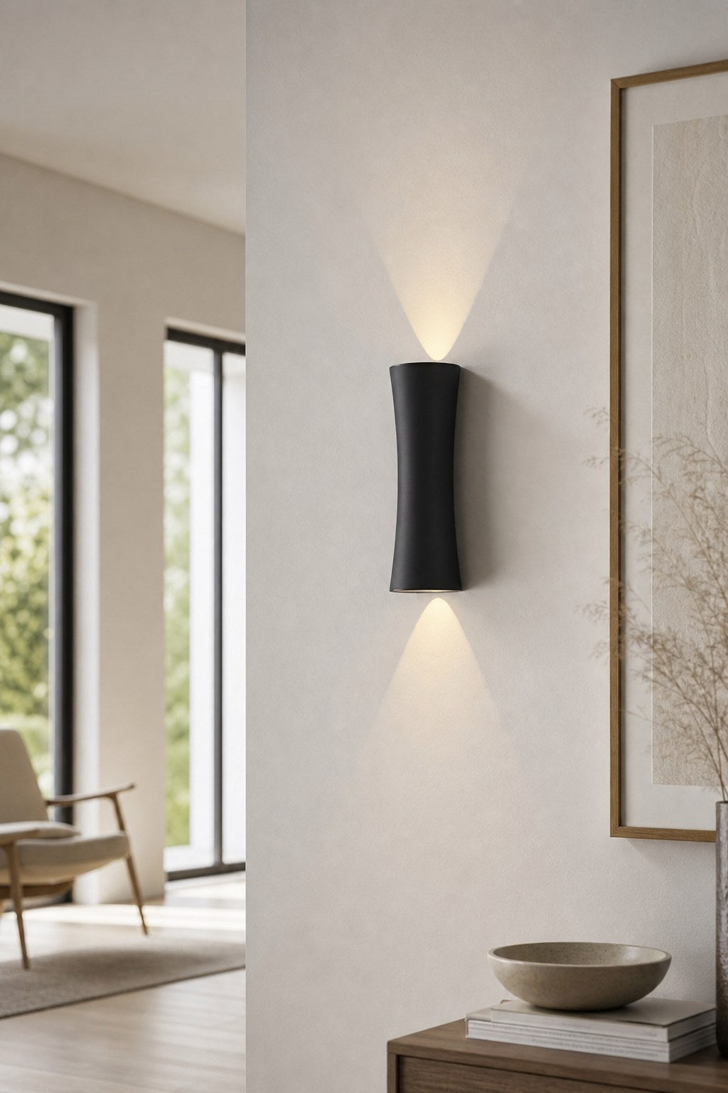W&F Collection | Black Hourglass Up/Down LED Wall Sconce