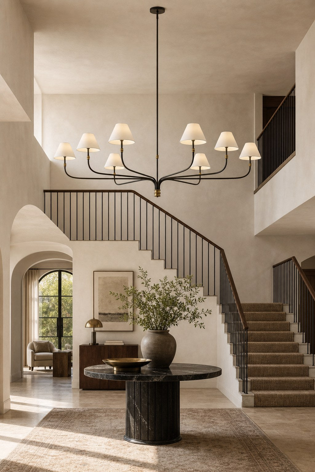 W&F Collection | Brass and Black Linear Chandelier