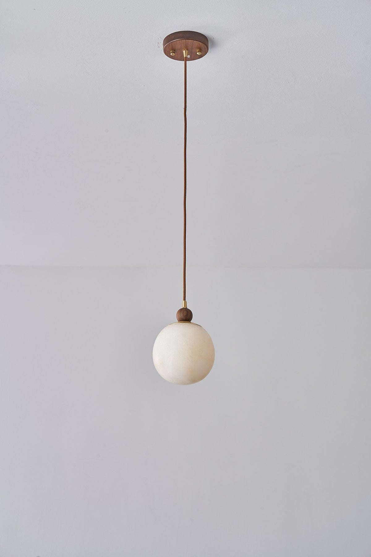 W&F Collection | Alabaster Globe Walnut Pendant Light