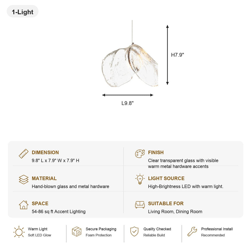 W&F Collection | Clear Blown Glass Petal Cascade Chandelier