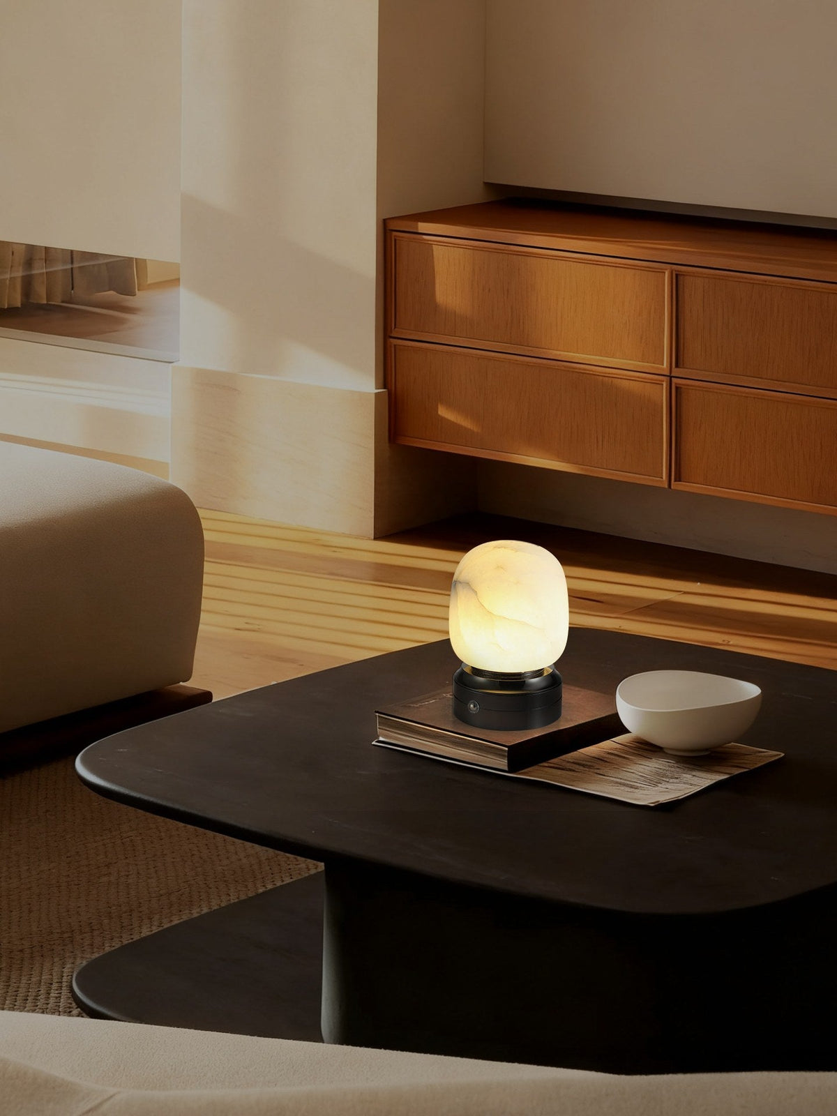 W&F Collection | Alabaster USB Touch Table Lamp