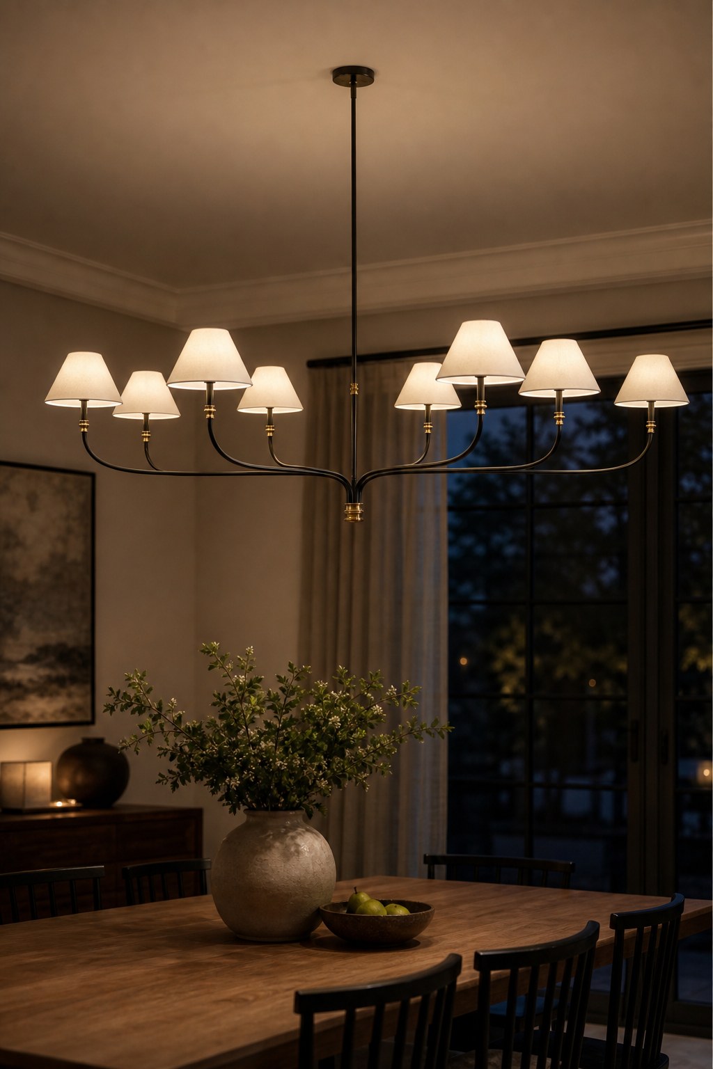 W&F Collection | Brass and Black Linear Chandelier