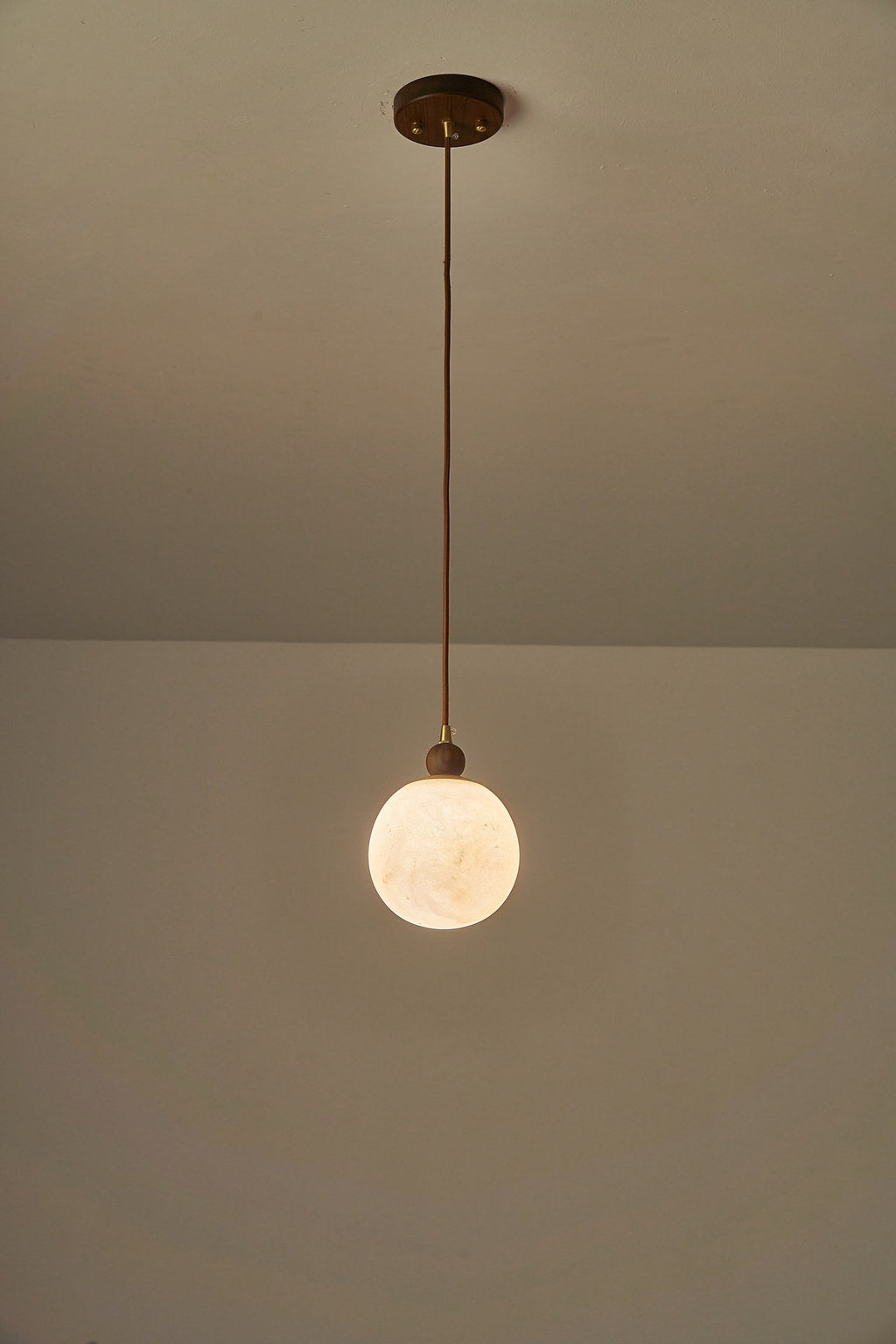 W&F Collection | Alabaster Globe Walnut Pendant Light